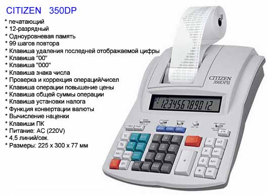 Калькулятор CITIZEN 350 DP III